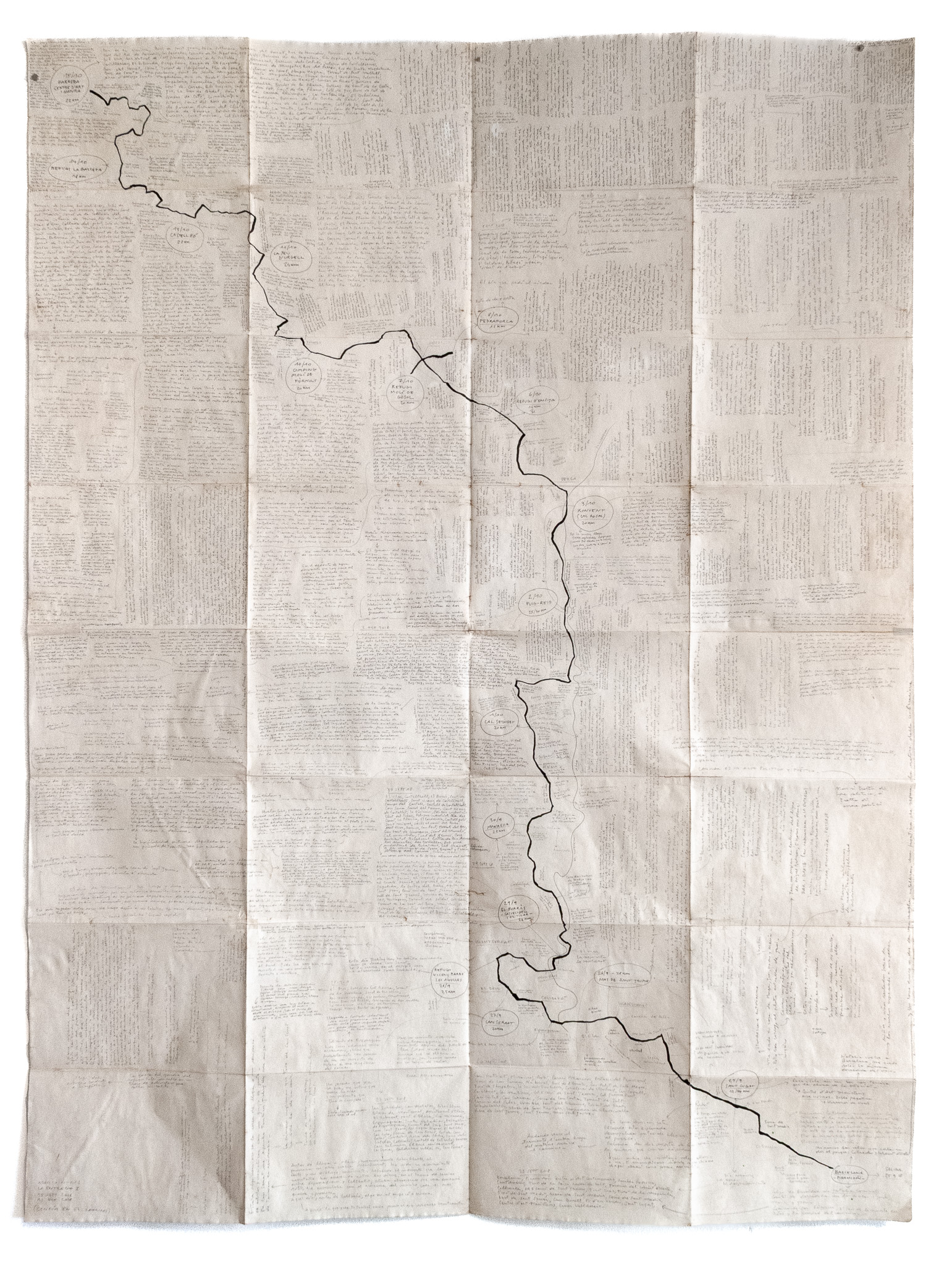 Mapa de viaje (La Entrega I), 2018, técnica mixta sobre papel, 200 × 150 cm