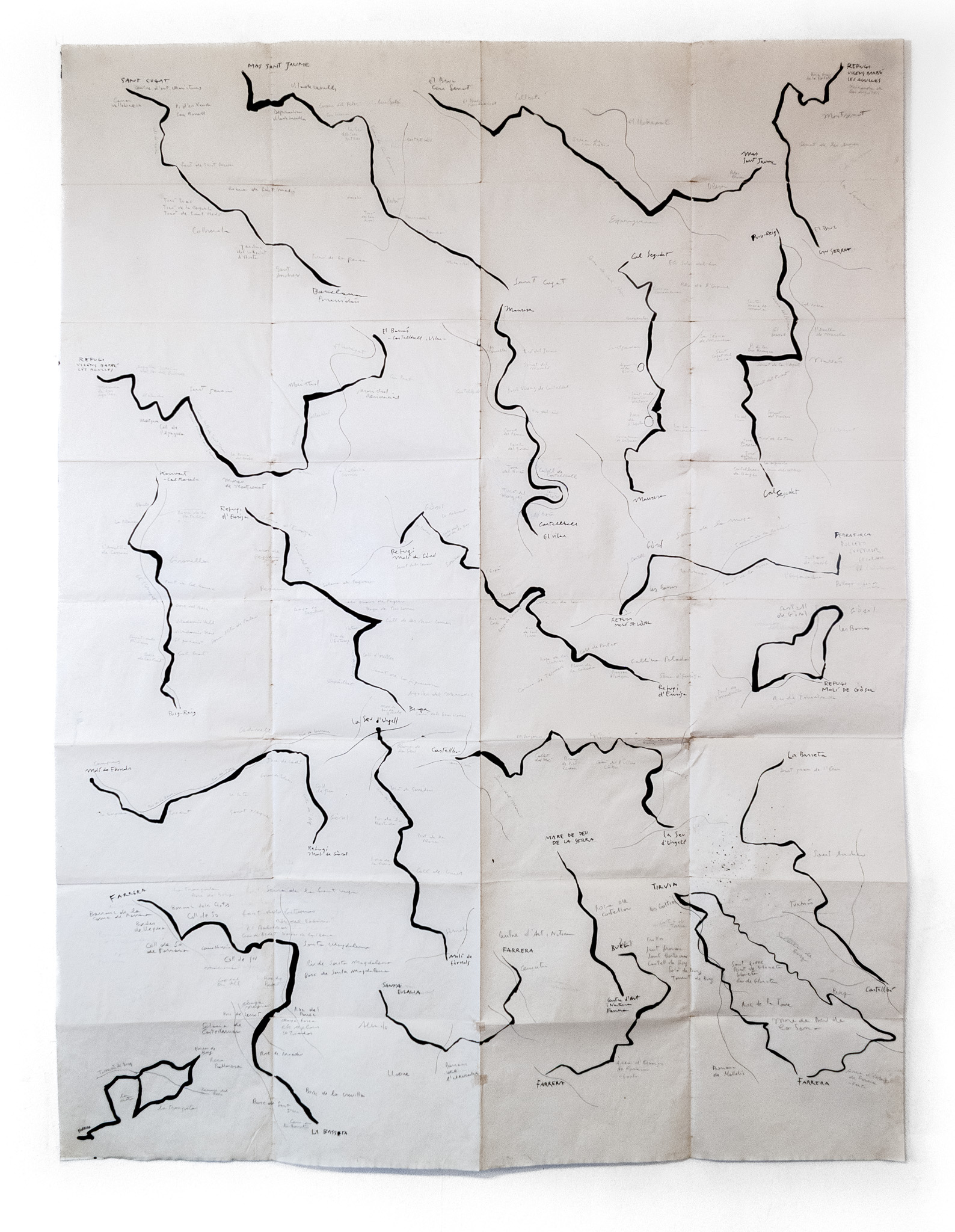Rutas IV (La Entrega I), técnica mixta sobre papel, 200 × 150 cm