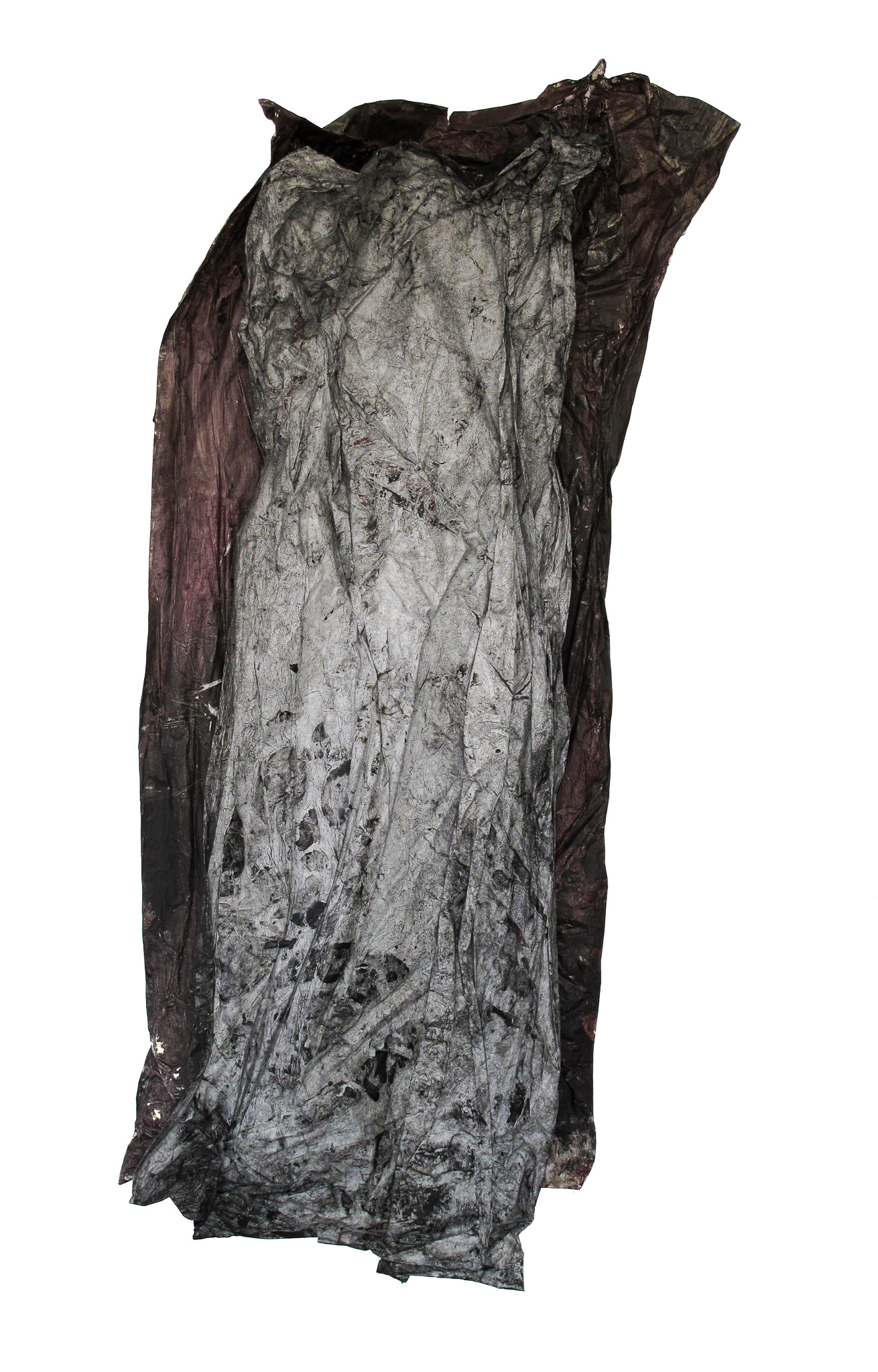 Sudario II, 2019, técnica mixta sobre papel, imanes, 175 × 80 × 35 cm