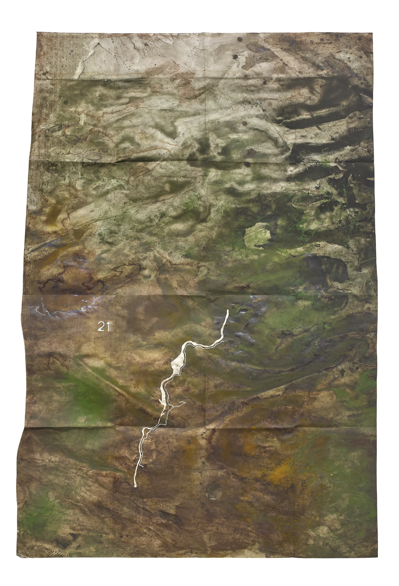 Mapa Sequere 16, técnica mixta y collage sobre papel, 150 × 100 cm