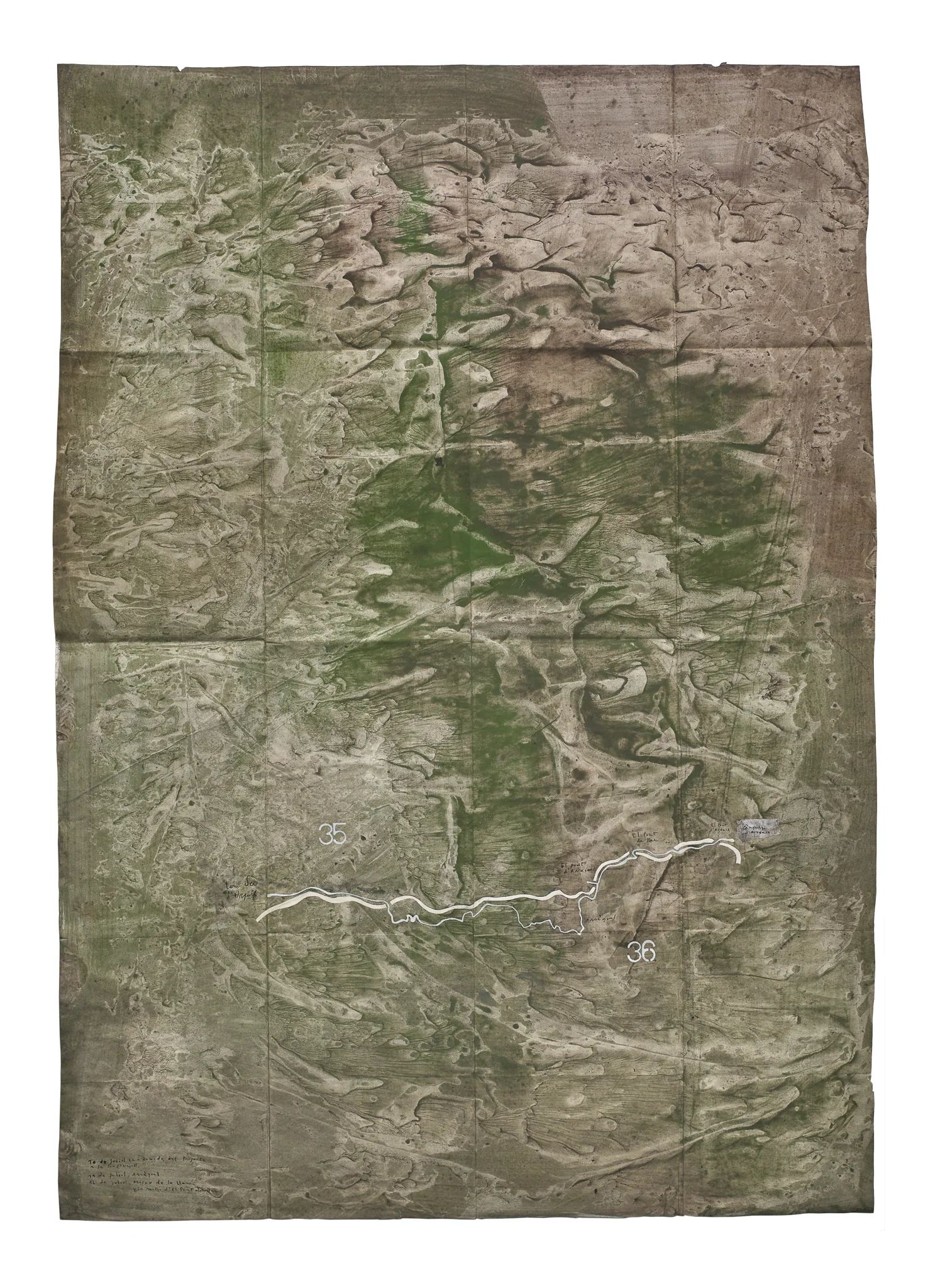 Mapa Sequere 24, técnica mixta y collage sobre papel, 150 × 100 cm