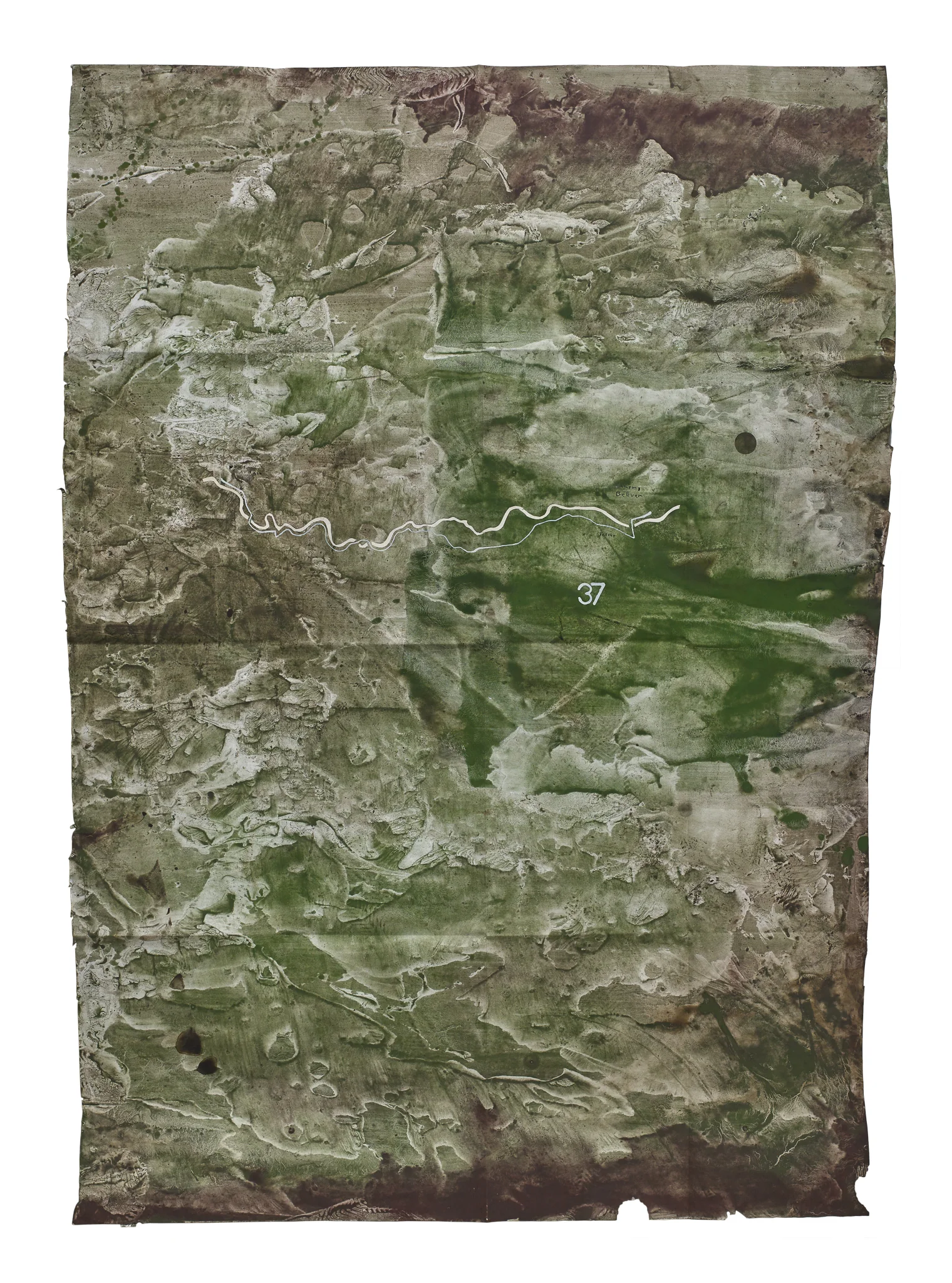 Mapa Sequere 25, técnica mixta y collage sobre papel, 150 × 100 cm