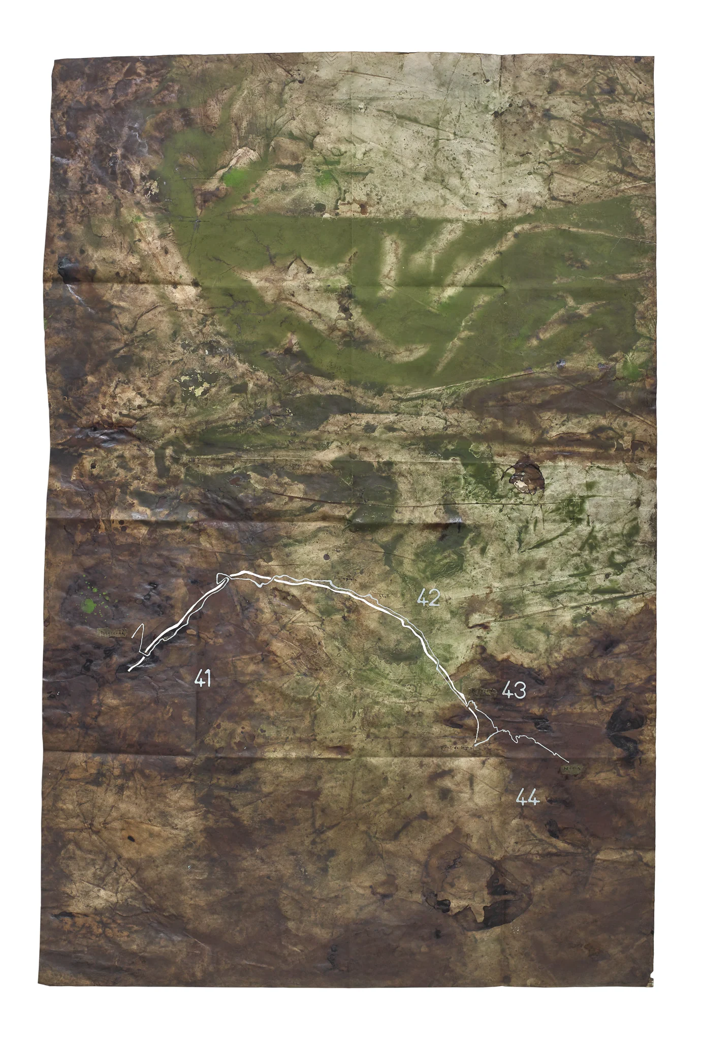 Mapa Sequere 27, técnica mixta y collage sobre papel, 150 × 100 cm