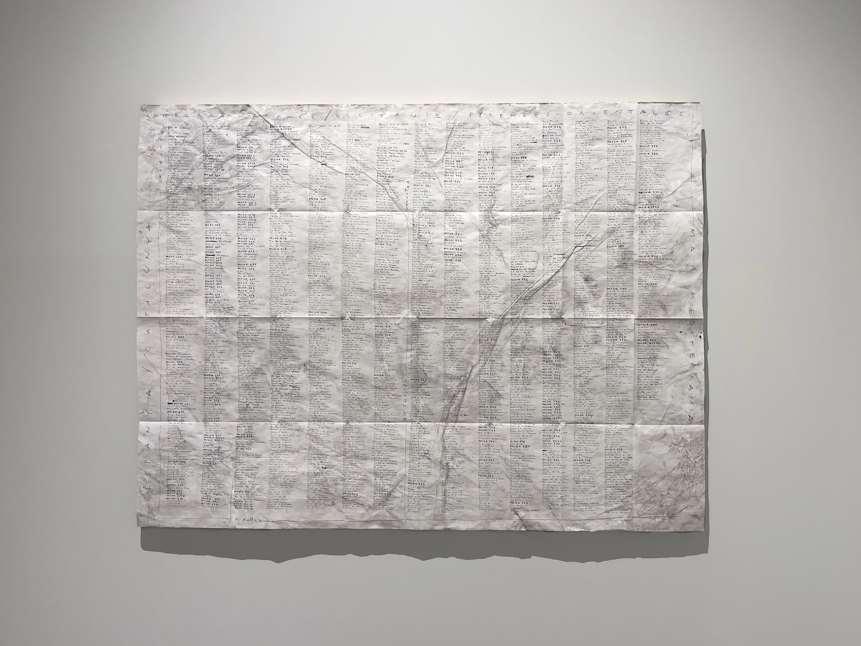 Topónimos de frontera, 2022, técnica mixta sobre papel, 150 × 200 cm.