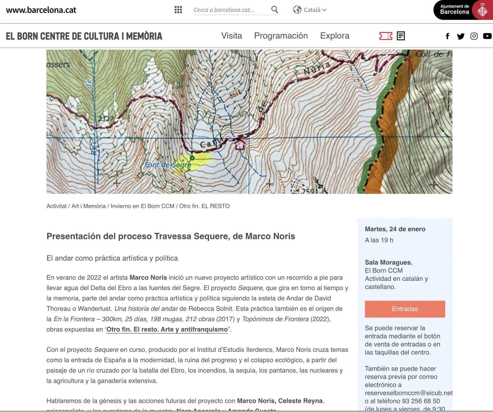 «Sequere» y el caminar como proceso creativo (El Born CCM)